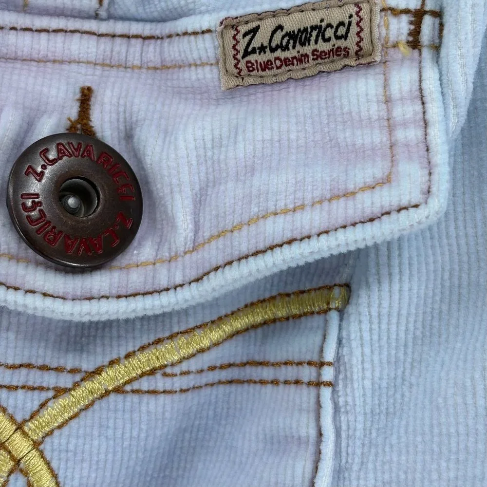 Vintage Z. Cavaricci Corduroy Trucker Jacket Women's S Blue Pink Barbie Boho Y2K